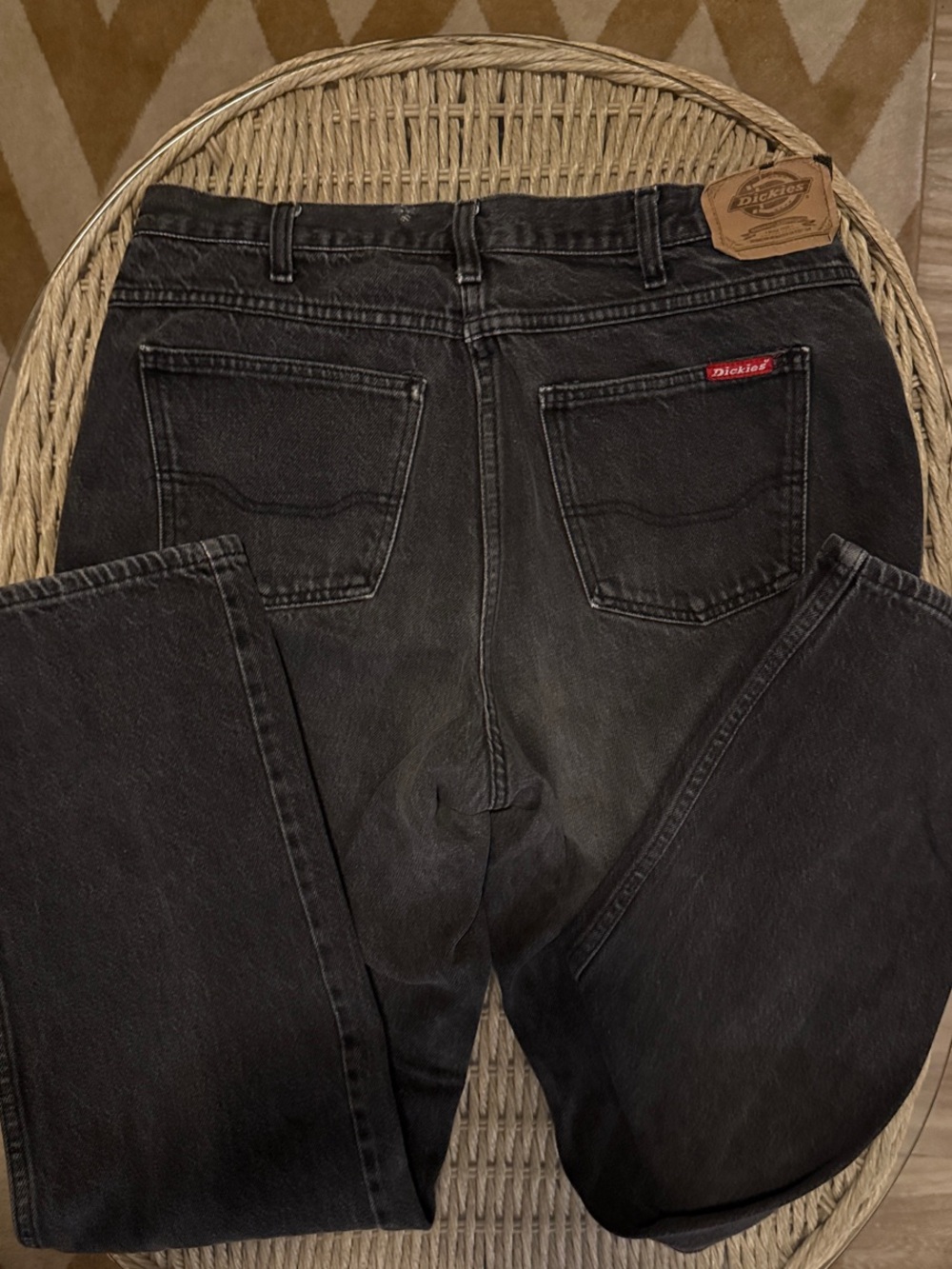 Vintage Dickies Men's Washed Black Relaxed Jeans